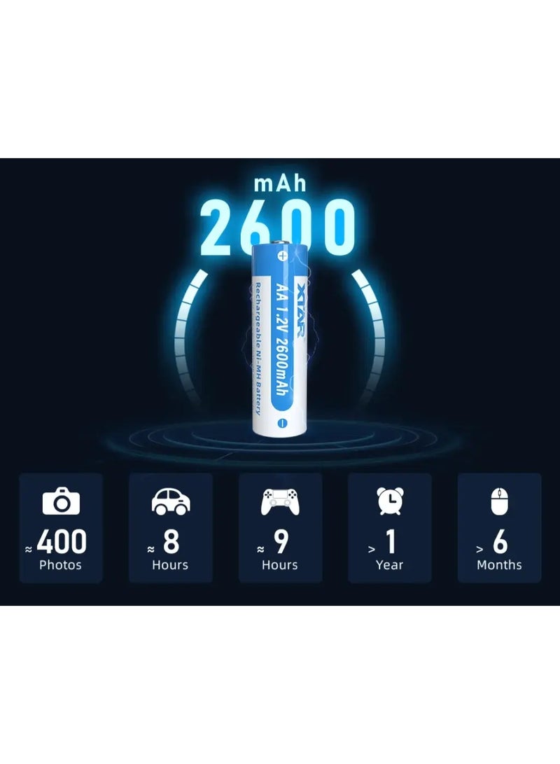 XTAR 4pcs AA Ni-MH 2600mAh Battery - Image 2